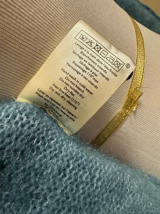 Sezane Teal Blue Gold Polka Dot Short Sleeve Knit Sweater Size XS NWOT - Picture 9 of 9